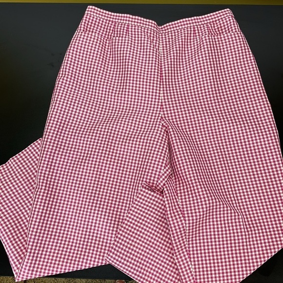 Vtg Talbots Pink Gingham Check Pure Silk Tapered Ankle Pants 14 Pet Pockets - Picture 15 of 15